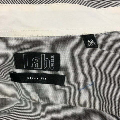 LAB by PAL ZILERI Size L Black White Stripe Cotton Long Sleeve Shirt