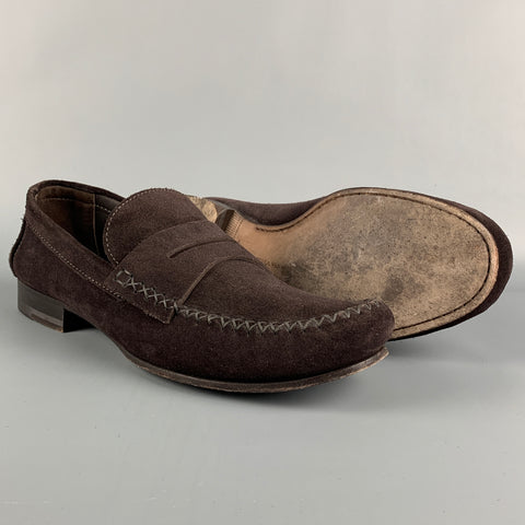 BOTTEGA VENETA Size 10 Brown Suede Penny Loafers