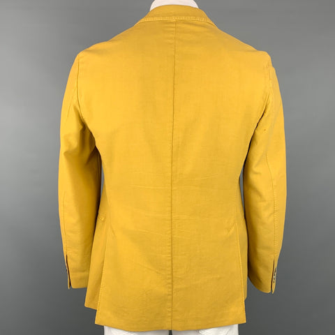 PIOMBO Size 42 Mustard Textured Cotton Notch Lapel Sport Coat