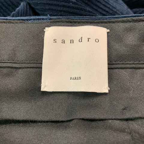 SANDRO Size 38 Navy Corduroy Cotton Notch Lapel Suit