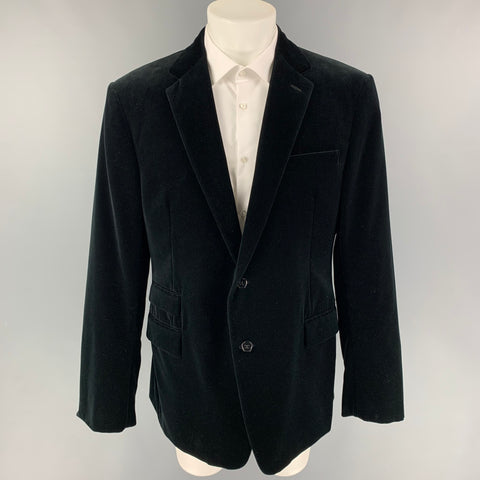 RALPH LAUREN Purple Label Size 38 Black Cotton Velvet Notch Lapel Sport Coat