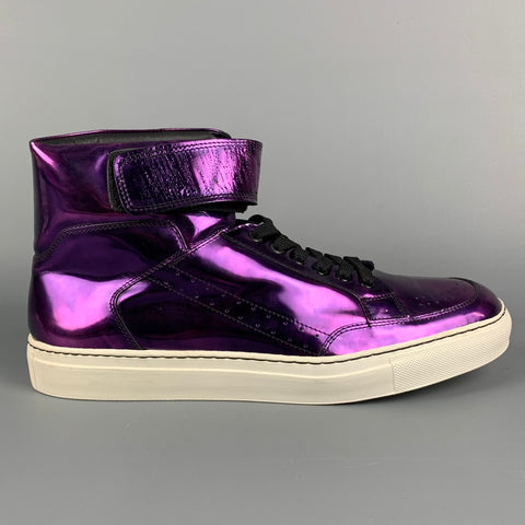 ALEJANDRO INGELMO Taille 10.5 Baskets montantes en cuir métallisé Purple Plum Galaxy