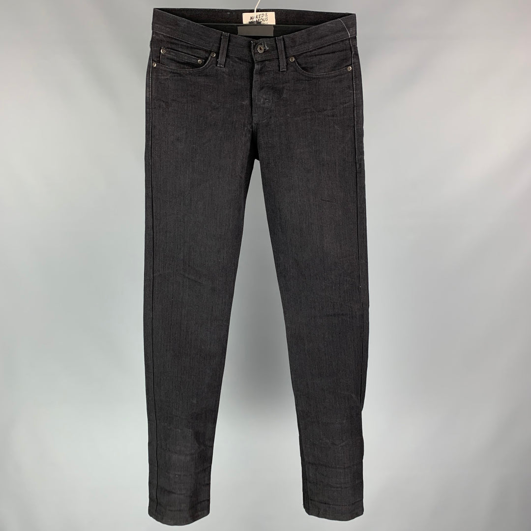 NAKED AND FAMOUS Wierd Guy Size 30 Black Cotton Blend Straight Button Fly Jeans