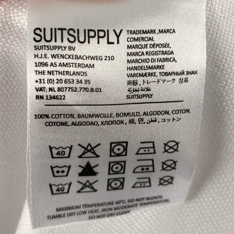 SUITSUPPLY Size L White Solid Cotton Button Up Long Sleeve Shirt
