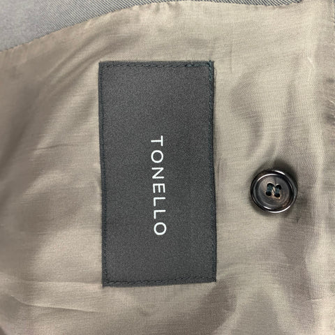 TONELLO Size 42 Slate Cotton Blend Notch Lapel Suit