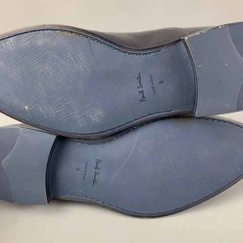 PAUL SMITH Size 9 Navy Perforated Leather Cap Toe Lace Up Shoes
