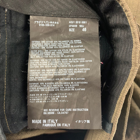PRADA Size 32 Olive Textured Cotton Blend Button Fly Shorts
