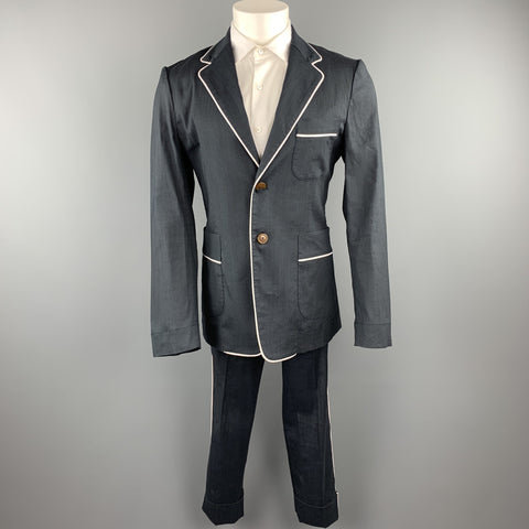 VIVIENNE WESTWOOD MAN Size 40 Charcoal Ramie Blend Notch Lapel Suit