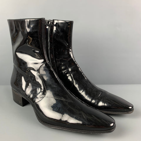 DSQUARED2 Size 12 Black Side Zipper Ankle Boots