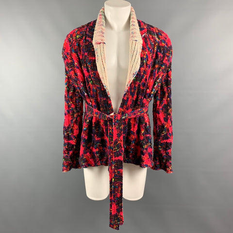 COMME des GARCONS HOMME PLUS AW 01 Size M Multi-Color Hand Painted Wool Belted Cardigan
