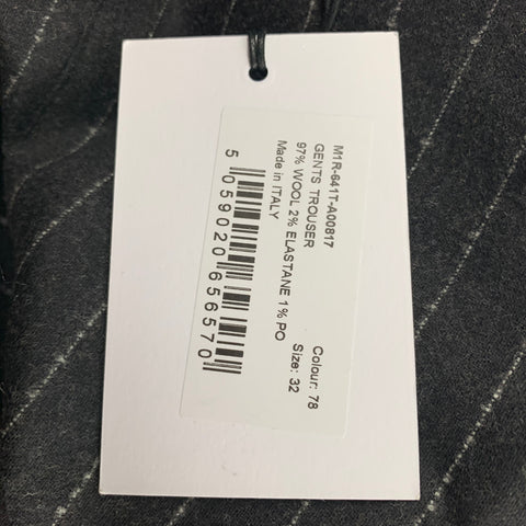 PAUL SMITH Size 32 Charcoal Chalkstripe Wool Zip Up Dress Pants