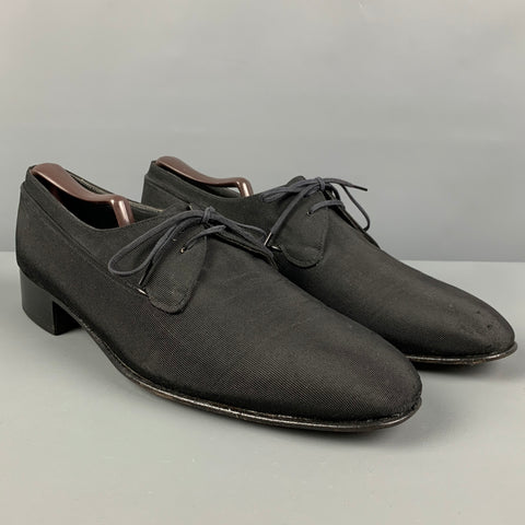 BALLY Size 11.5 Black Textured Fabric Lace Up Shoes