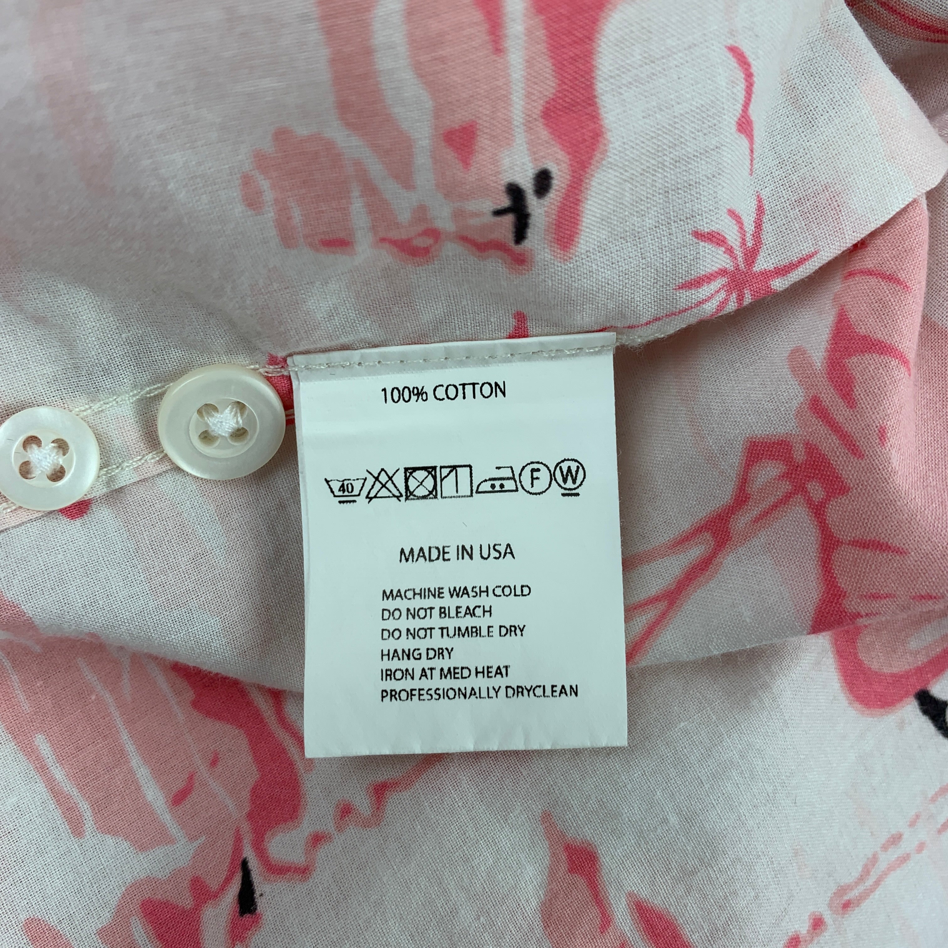 ENGINEERED GARMENTS Size M Pink & White Flamingo Print Cotton Camp
