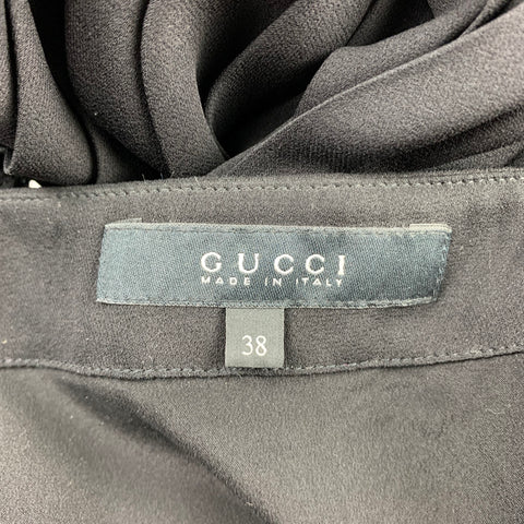 GUCCI Talla 2 Falda plisada de seda con cuentas negras