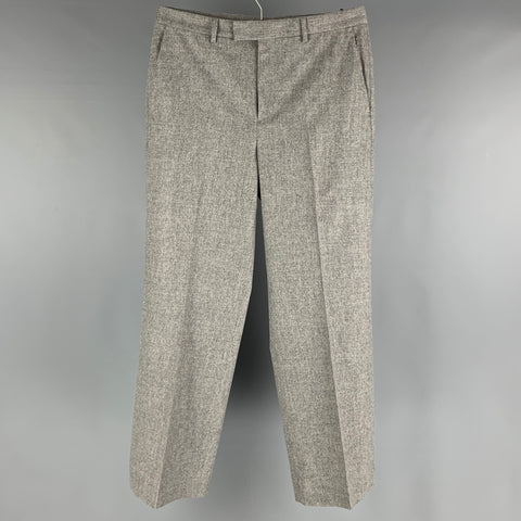 JOHN VARVATOS Size 32 Grey Heather Flat Front Dress Pants
