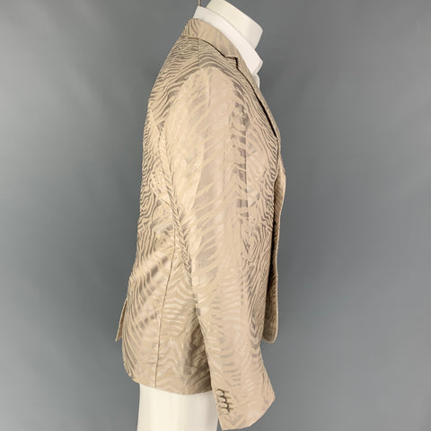 ROBERTO CAVALLI Taille 38 Manteau de sport en mélange de polyester jacquard beige