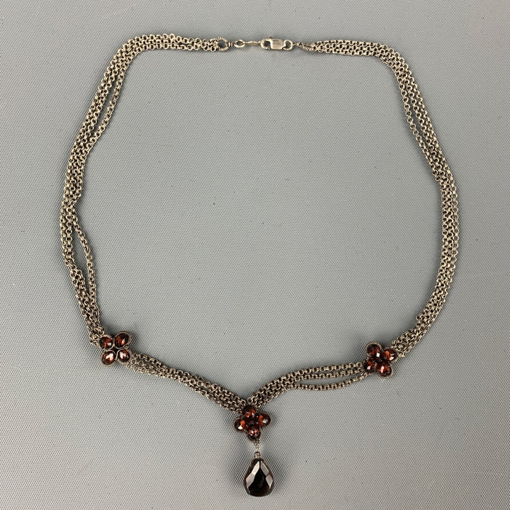 VINTAGE Caramel Silver Pendant Necklace