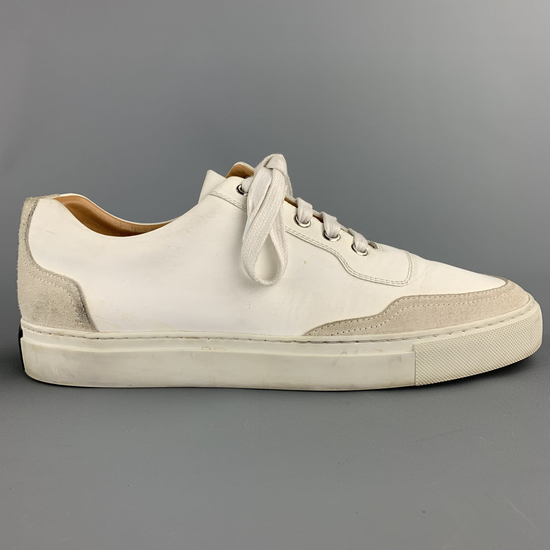HARRYS OF LONDON Size 7 White Leather Suede Trim Sneakers