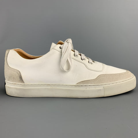HARRYS OF LONDON Taille 7 Baskets en cuir blanc avec bordure en daim