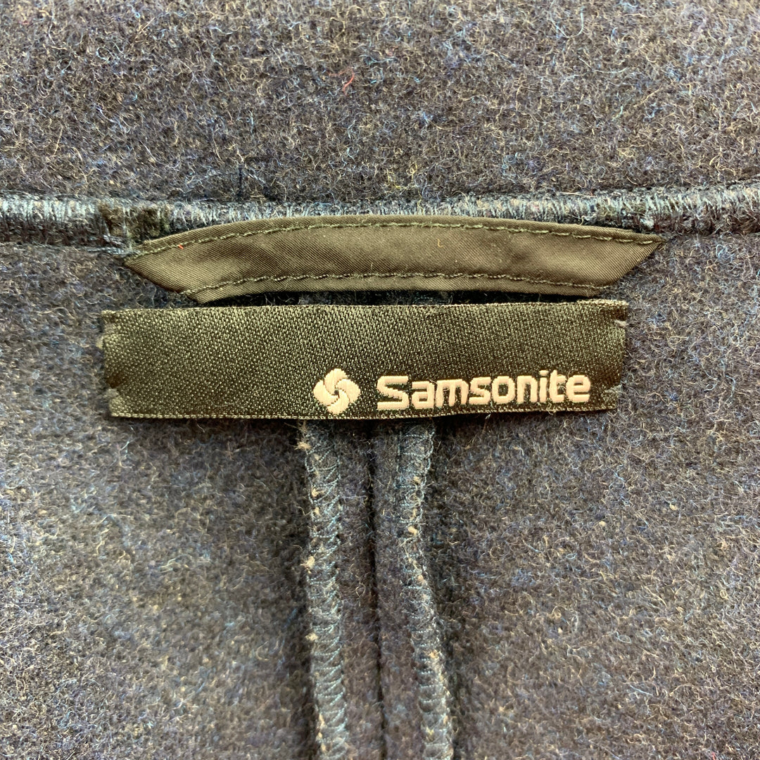 SAMSONITE Size L Navy Mohair / Cashmere Notch Lapel Jacket