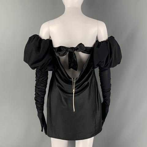 FOR LOVE & LEMONS Size S Black Rpet Mixed Fabrics Mini Dress