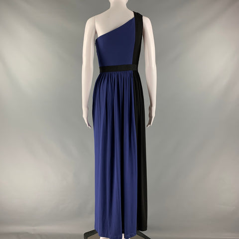 PAUL KA Taille 2 Bleu Noir Coton Viscose Color Block Robe