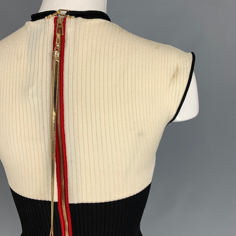 AZ FACTORY Size S Cream Black Red Viscose Blend Color Block Sleeveless Dress