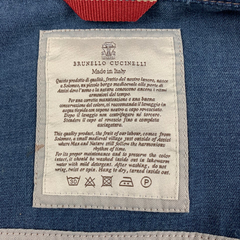 BRUNELLO CUCINELLI Size 44 Indigo Contrast Stitch Cotton Trucker Jacket