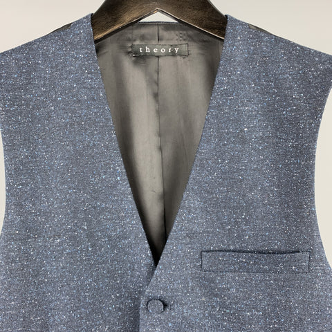 THEORY Size XS Navy Heather Silk / Wool Buttoned Vest