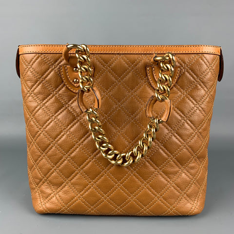MARC JACOBS Tan Quilted Beige Leather Tote Handbag
