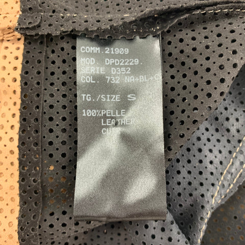 DROME Size S Camel Black Suede Perforated Hook & Eye Jacket