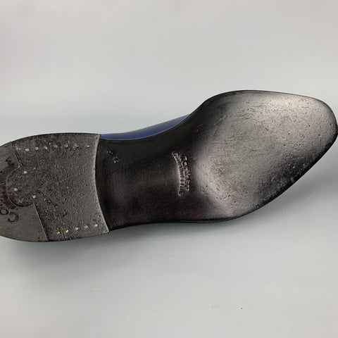 CORTHAY Size US 9.5 Blue Antique Leather Lace Up Dress Shoes