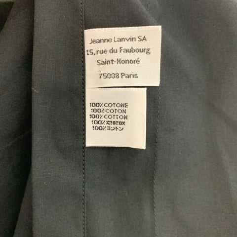 LANVIN Size M Black Solid Cotton Hidden Placket Long Sleeve Shirt