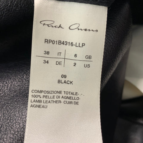 RICK OWENS Size 2 Black Lamb Skin D'Orsay Shorts