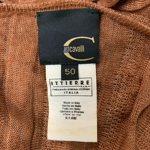 JUST CAVALLI Jersey de manga larga de lino texturizado óxido talla M - Mujer