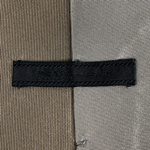 PRADA Taupe Brown Floral Silk Tie