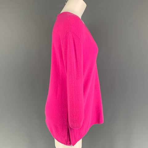 MAGASCHONI Size S Pink Cashmere Knitted V-Neck Pullover