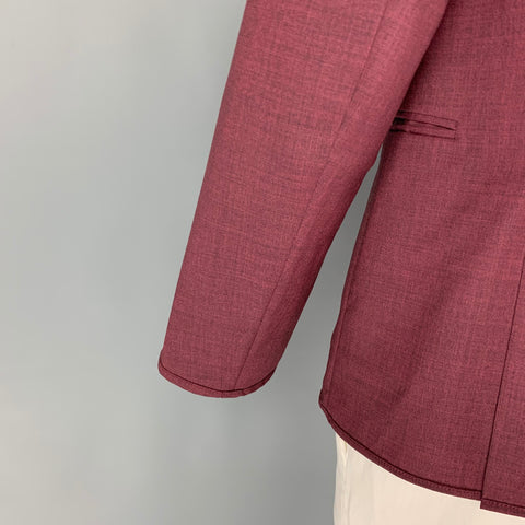 EMPORIO ARMANI Size 42 Burgundy Wool Notch Lapel Sport Coat