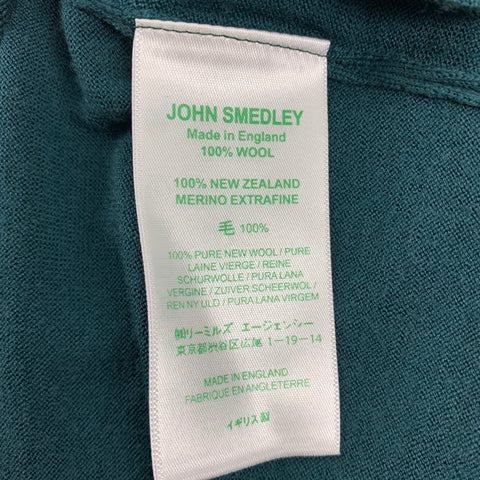 JOHN SMEDLEY Size L Teal Wool Long Sleeve Polo