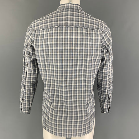 THEORY Size M Grey White Cotton Plaid Cape