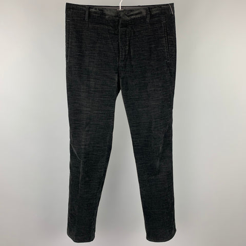CoSTUME NATIONAL Size 34 Black Textured Cotton Velvet Button Fly Dress Pants