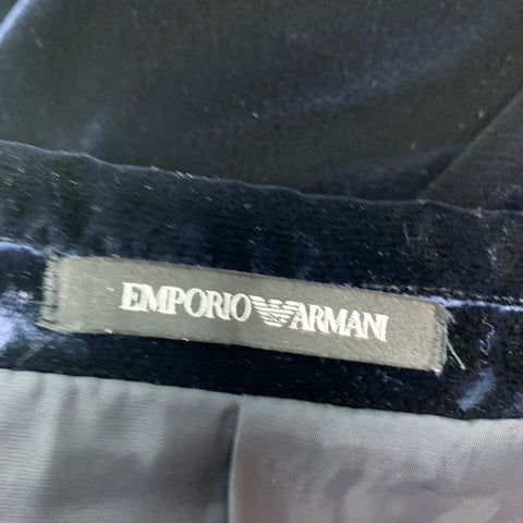 EMPORIO ARMANI Size 42 Navy Black Velvet Viscose Cupro Sport Coat