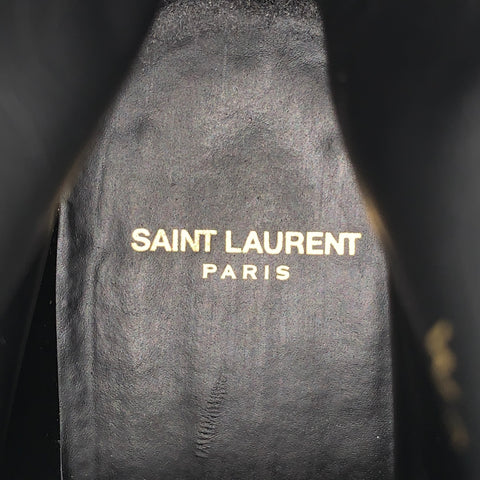 SAINT LAURENT Taille 10,5 Bottines à bride en cuir noir