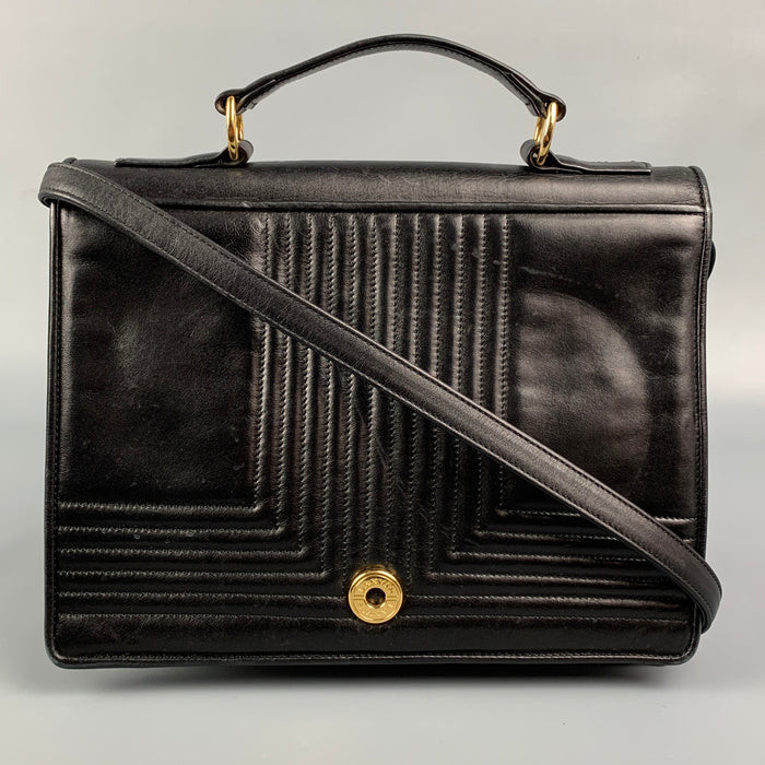 Vintage LANVIN Black Leather Top Handles Handbag