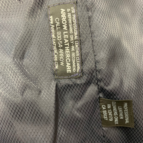 REMY Size 42 Navy Tan Leather Zip Up Jacket