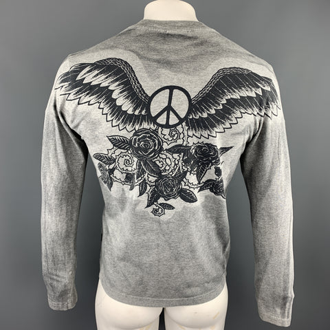 MOSCHINO JEANS Size L Grey Print Cotton Crew-Neck T-shirt
