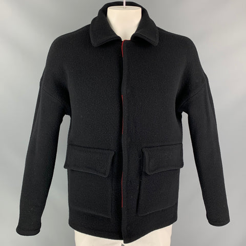 BURBERRY PRORSUM Spring 2014 Size L Red Black Stripe Wool / Cashmere Jacket