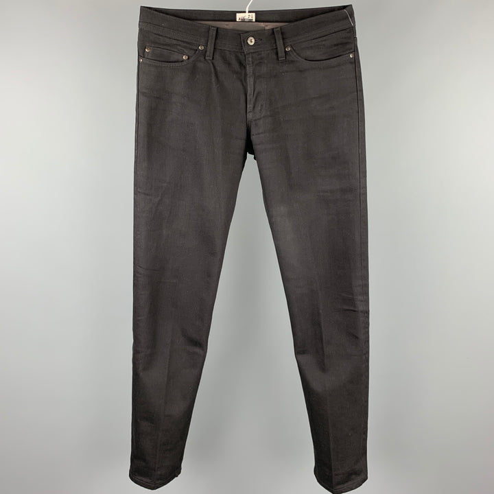 NAKED AND FAMOUS Size 34 Black Selvedge Denim Button Fly Jeans