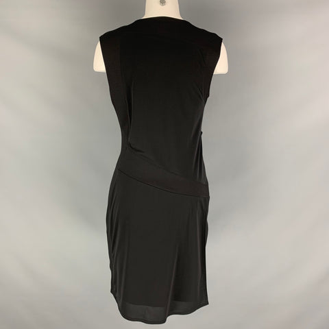 HELMUT LANG Size M Black Polyester Drapey Dress