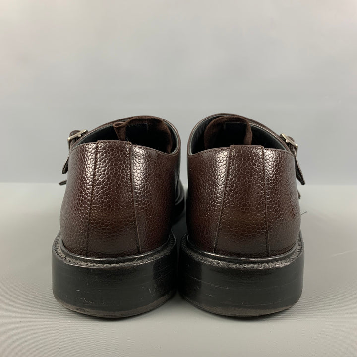 CALVIN KLEIN 205W39NYC Size 10 Brown Solid Leather Double Monk Strap Loafers